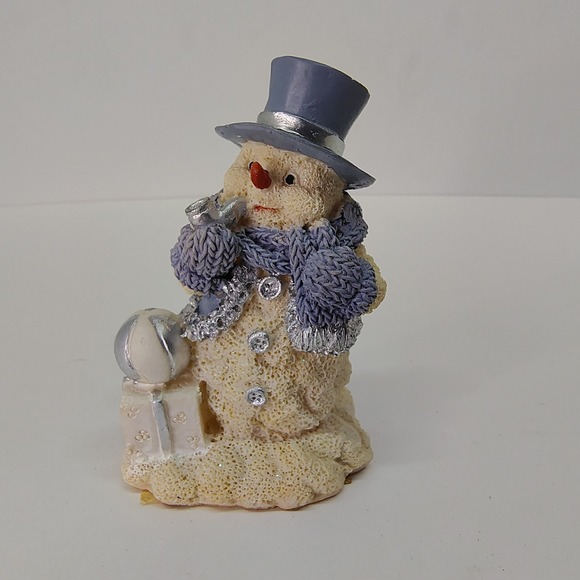 Snowman Figurine Christmas Decor Holiday Decoration Snow Ball Hat 4" Resin - Picture 1 of 7